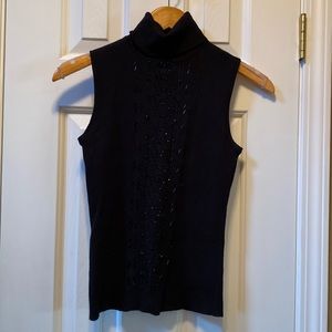 Requirements black sleeveless turtleneck sequin sweater top size small